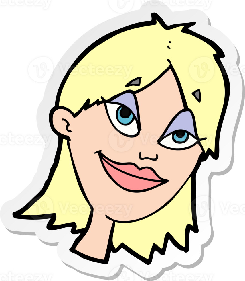 sticker of a cartoon happy woman png