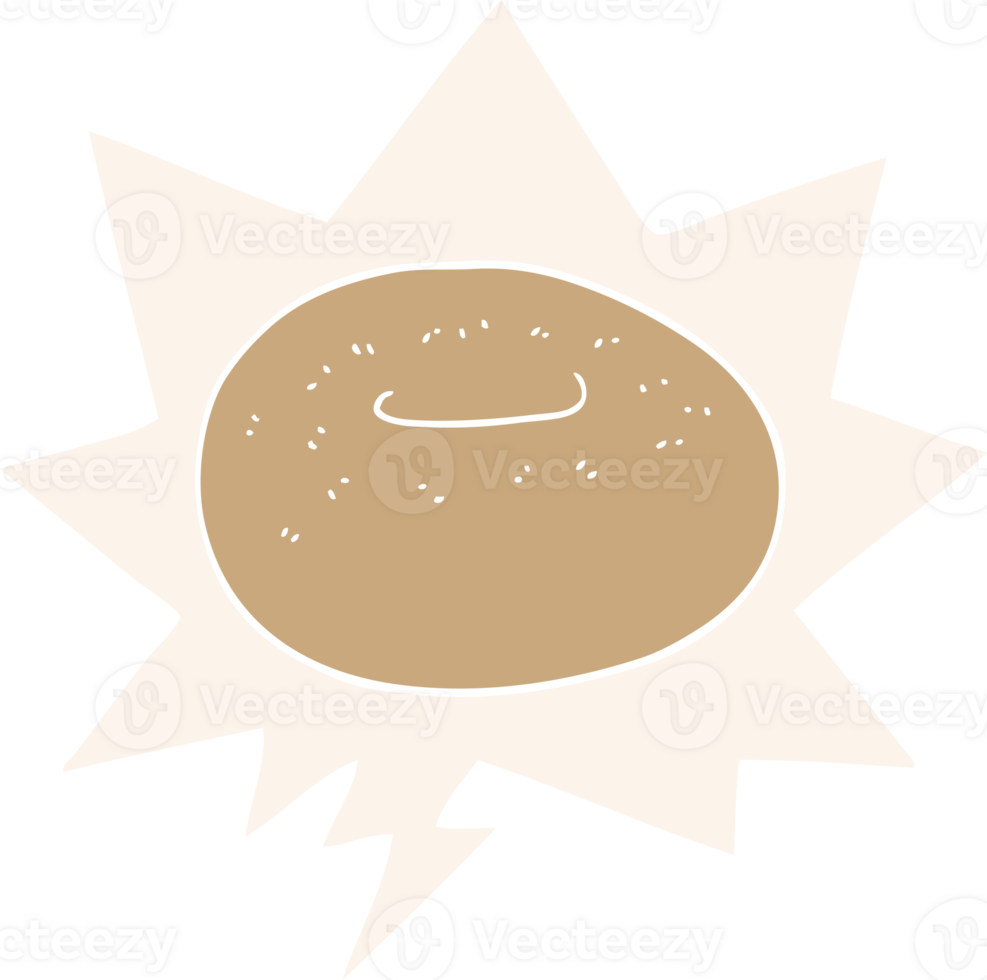 cartoon donut with speech bubble in retro style png