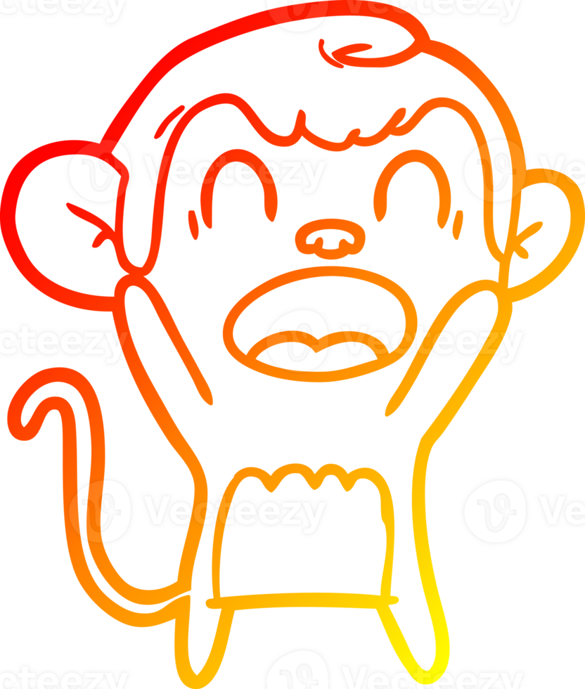 warm gradient line drawing of a shouting cartoon monkey png