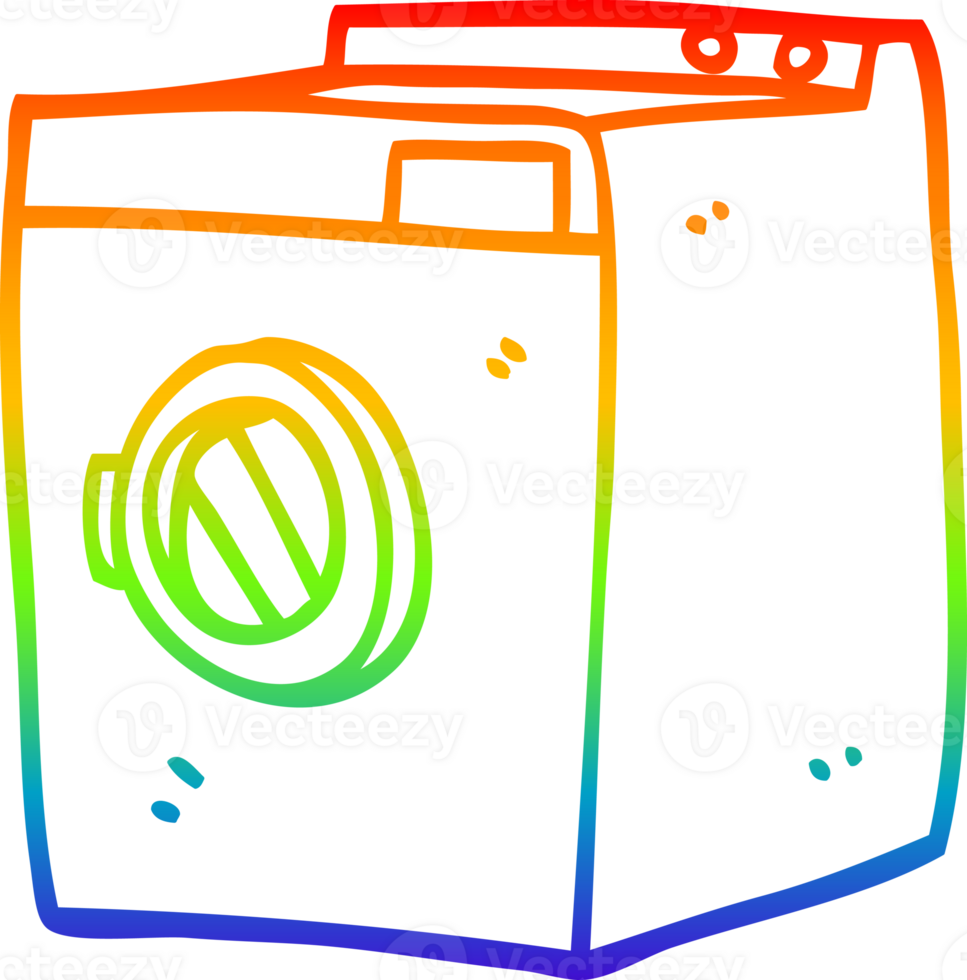 rainbow gradient line drawing of a cartoon tumble dryer png