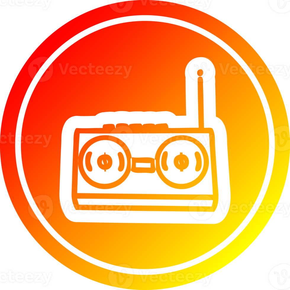 radio cassette player circular icon with warm gradient finish png