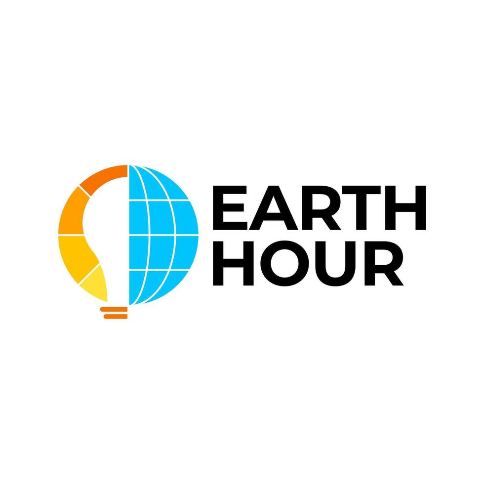 EARTH HOUR LIGHT BULB TIME LOGO ICON ILLUSTRATION vector