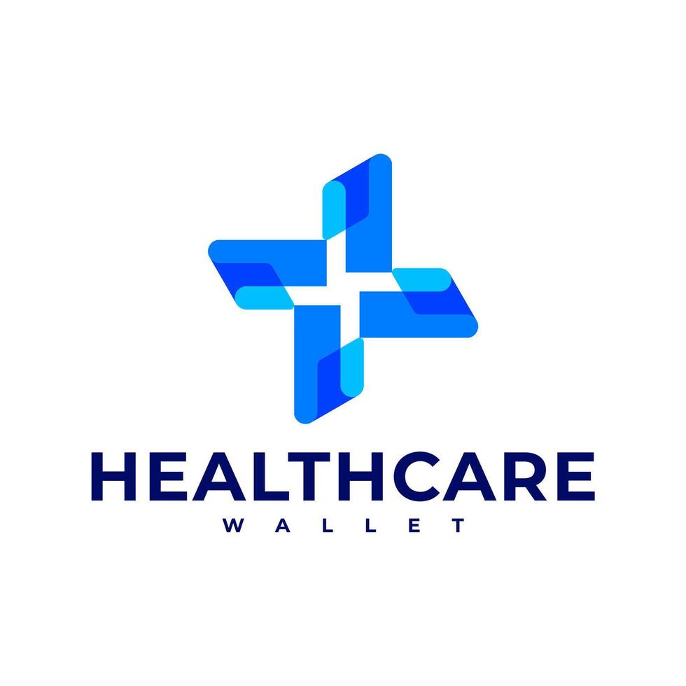 WALLET HEALTHCARE PAYMENT DIGITAL LOGO OVERLAPPING ICON ILLUSTRATION vector