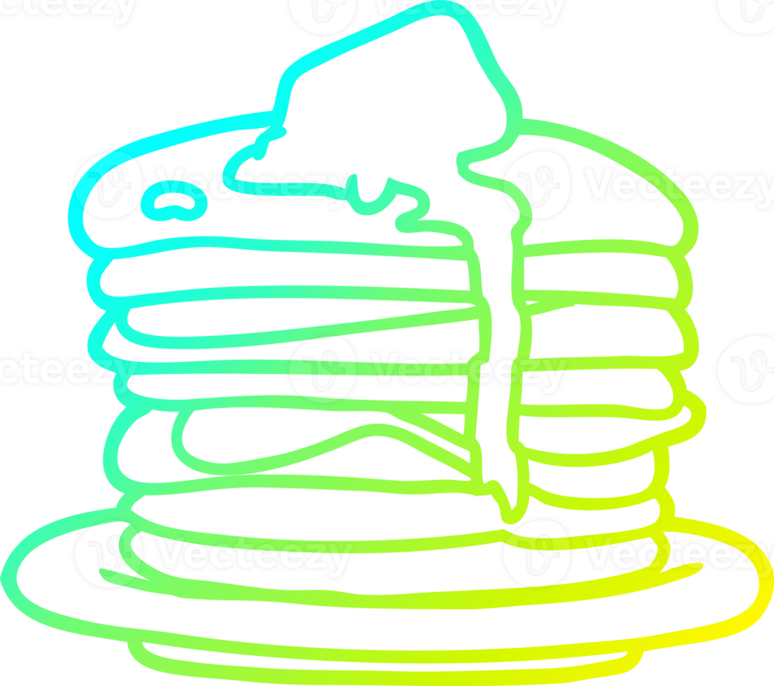 cold gradient line drawing of a stack of pancakes png