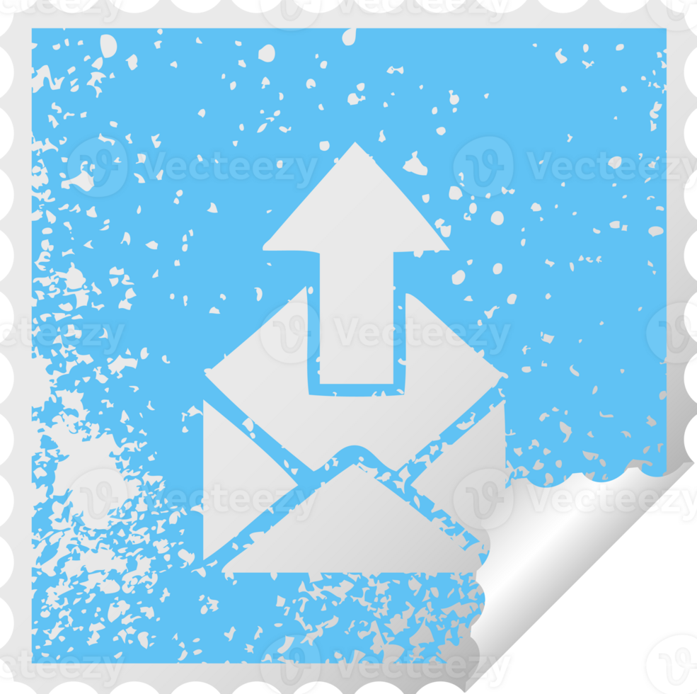 distressed square peeling sticker symbol of a email sign png