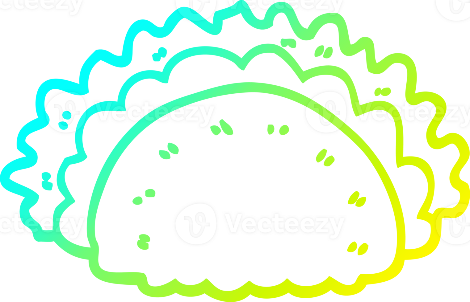 cold gradient line drawing of a cartoon healthy taco png