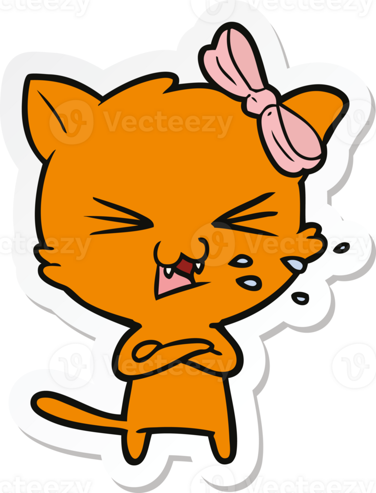 sticker of a cartoon cat png