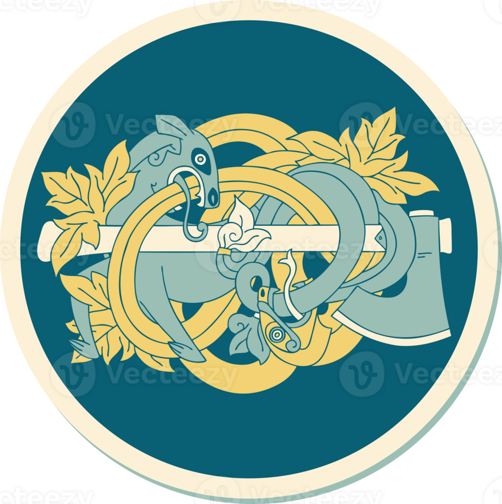 sticker of tattoo in traditional style of medieval carving png