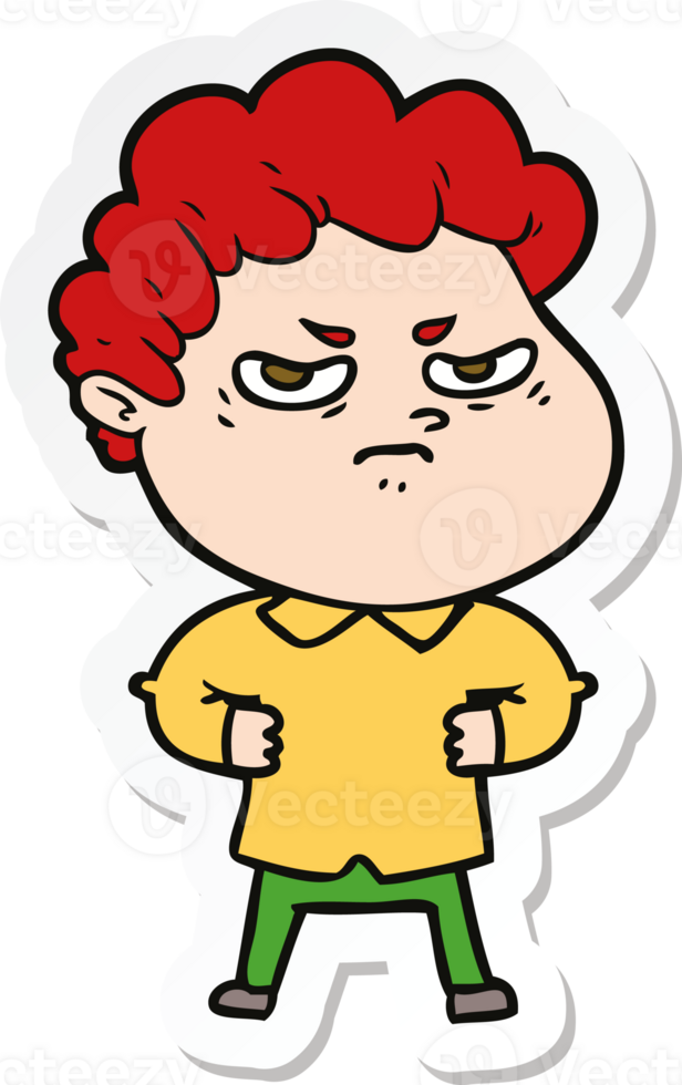 sticker of a cartoon angry man png