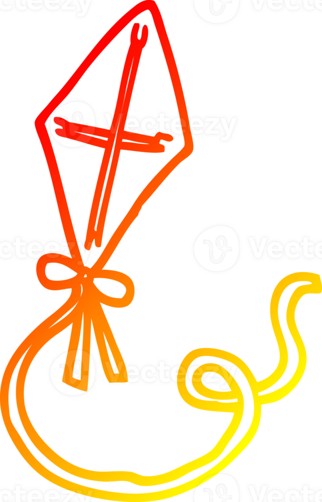 warm gradient line drawing of a cartoon kite png