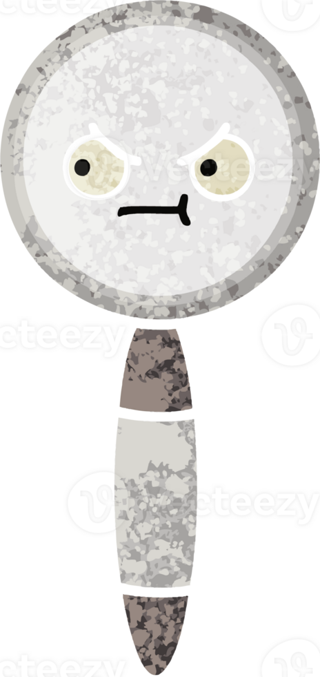 retro illustration style cartoon of a magnifying glass png
