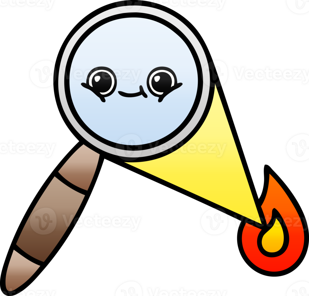 gradient shaded cartoon of a magnifying glass png