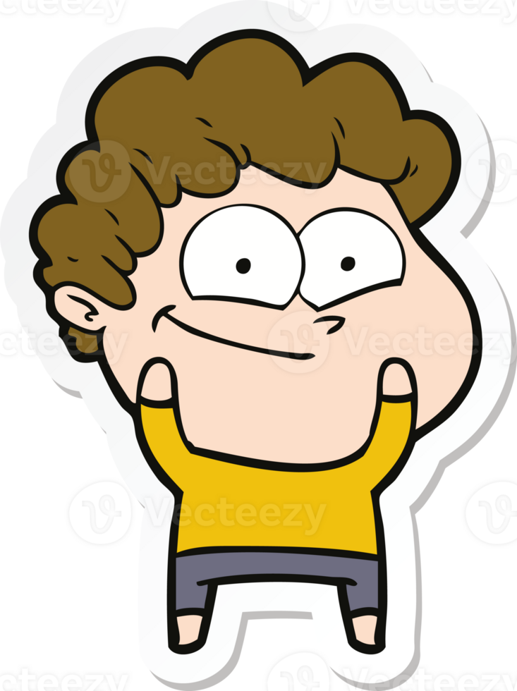sticker of a cartoon happy man png