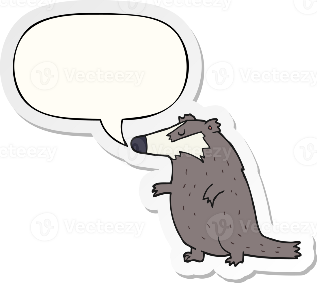 cartoon badger with speech bubble sticker png