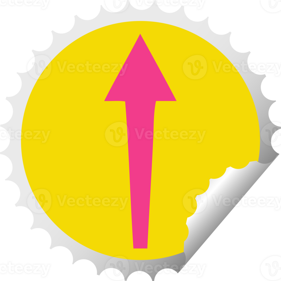 circular peeling sticker quirky cartoon arrow png