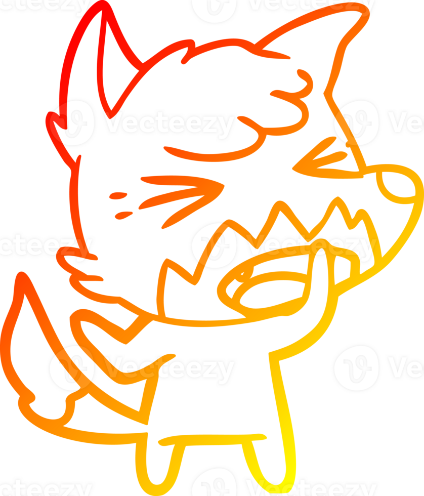 warm gradient line drawing of a angry cartoon fox png