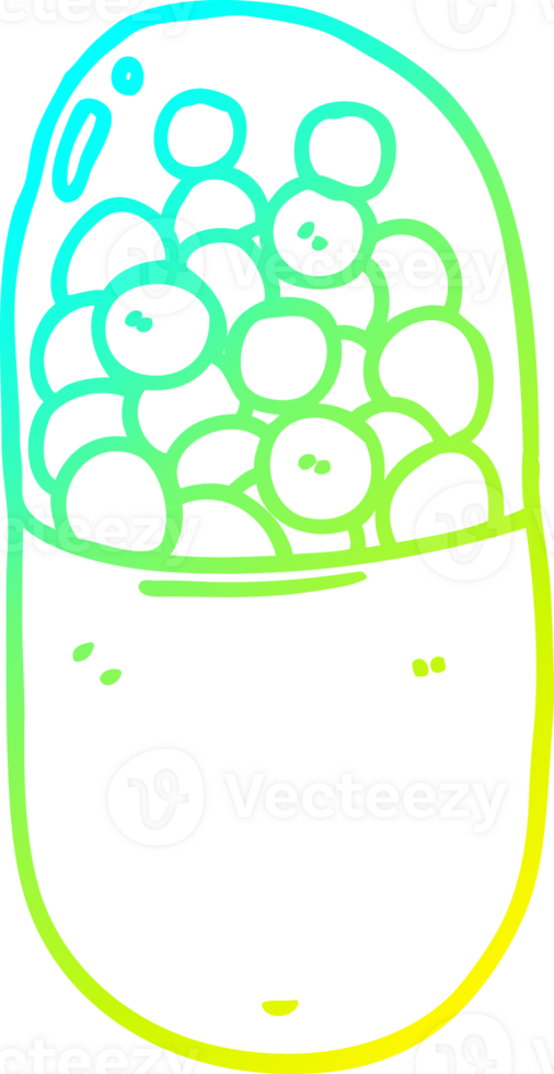 cold gradient line drawing of a cartoon pill png
