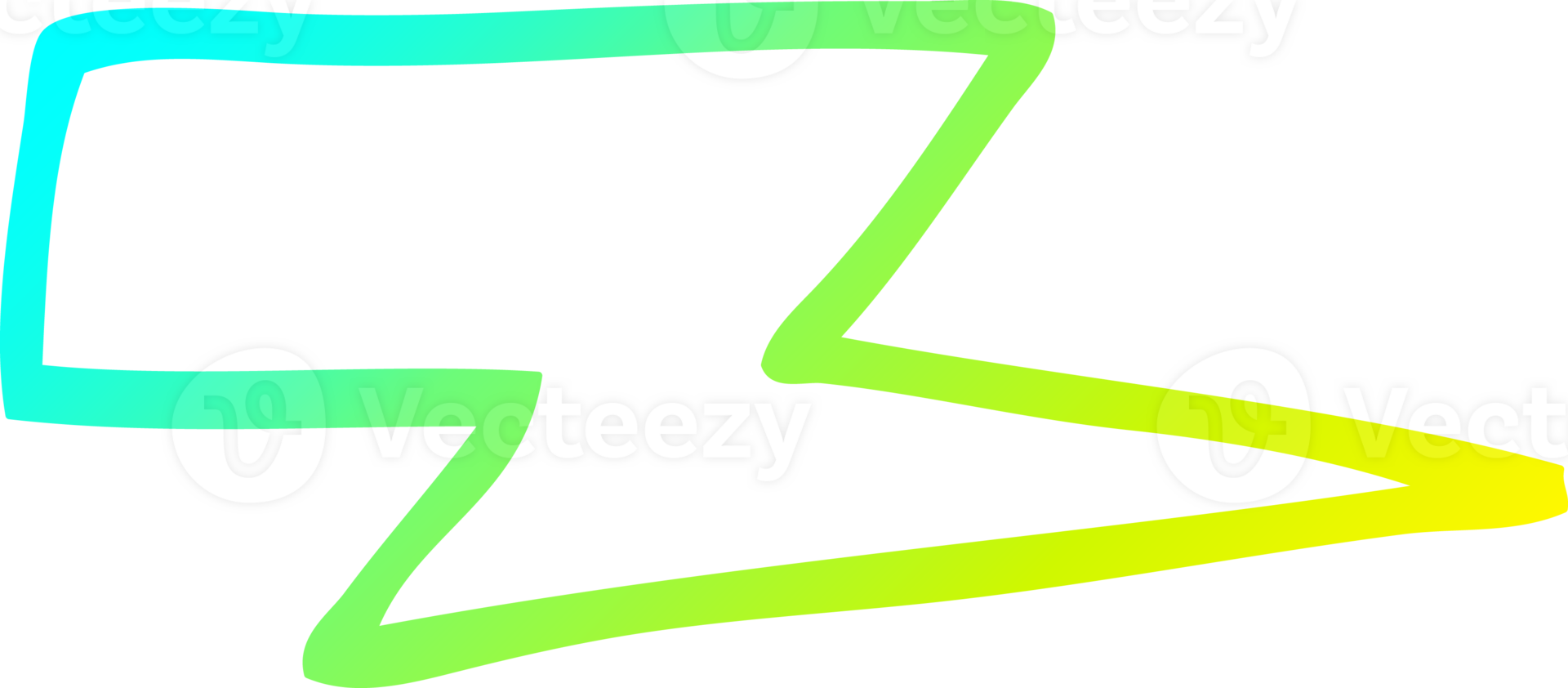 cold gradient line drawing of a cartoon lightening bolt png
