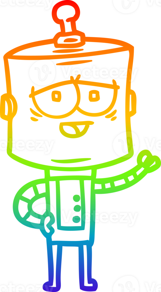 rainbow gradient line drawing of a cartoon robot png