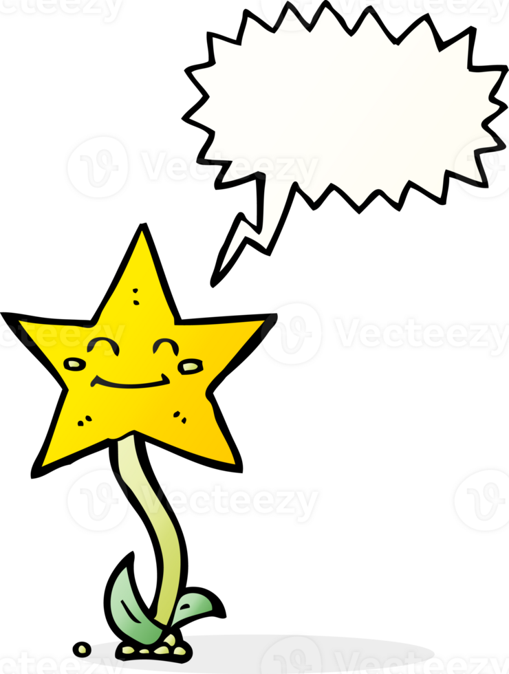 cartoon star flower with speech bubble png