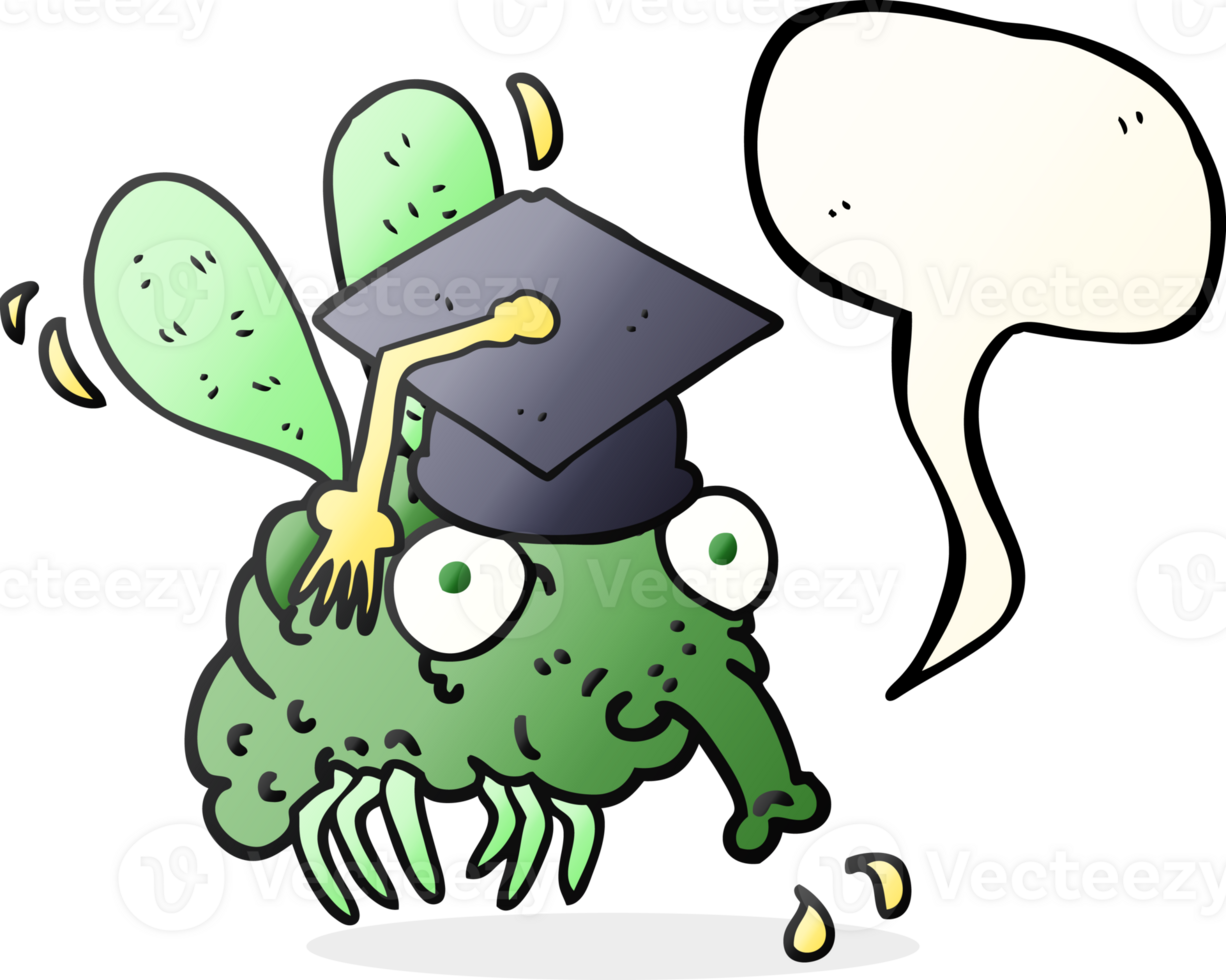 hand drawn speech bubble cartoon fly graduate png