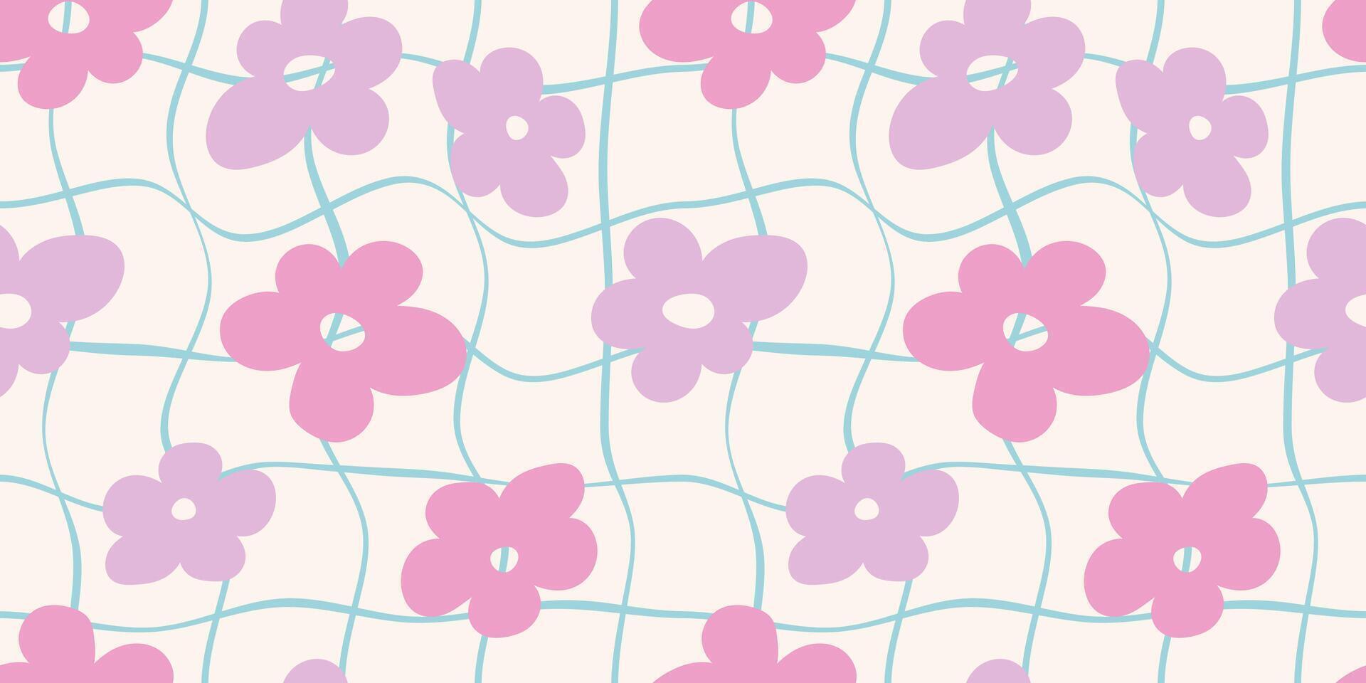 2000s flowers. seamless pattern with abstract colors in delicate pastel shades. y2k background vector