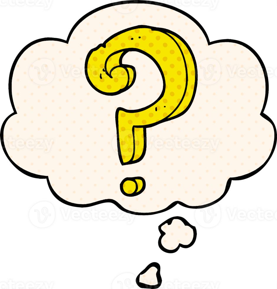 cartoon question mark with thought bubble in comic book style png