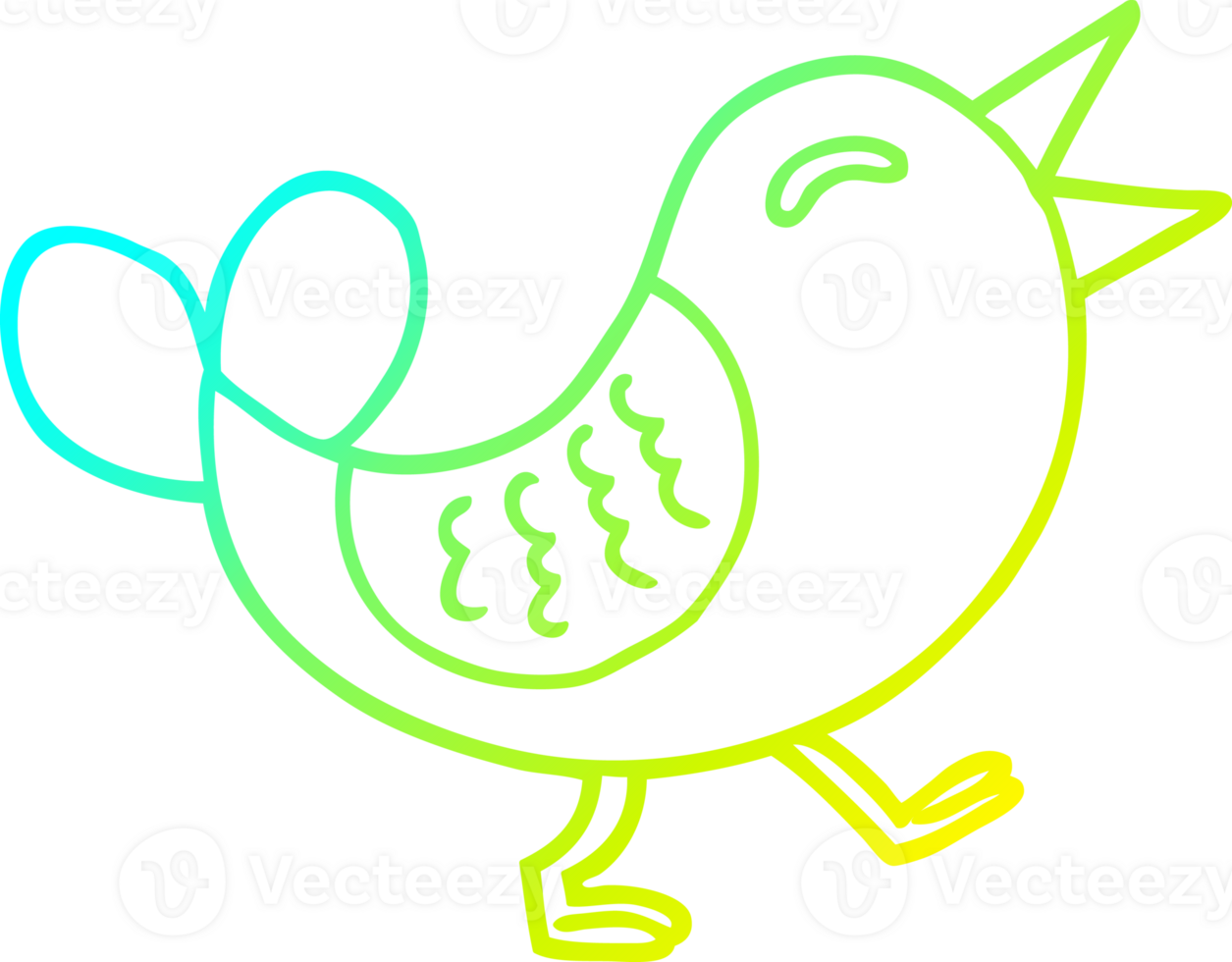 cold gradient line drawing of a cartoon bluebird png