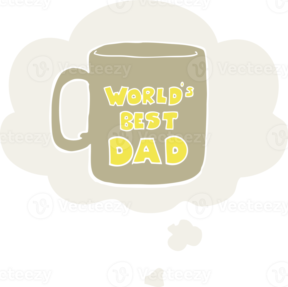 worlds best dad mug with thought bubble in retro style png