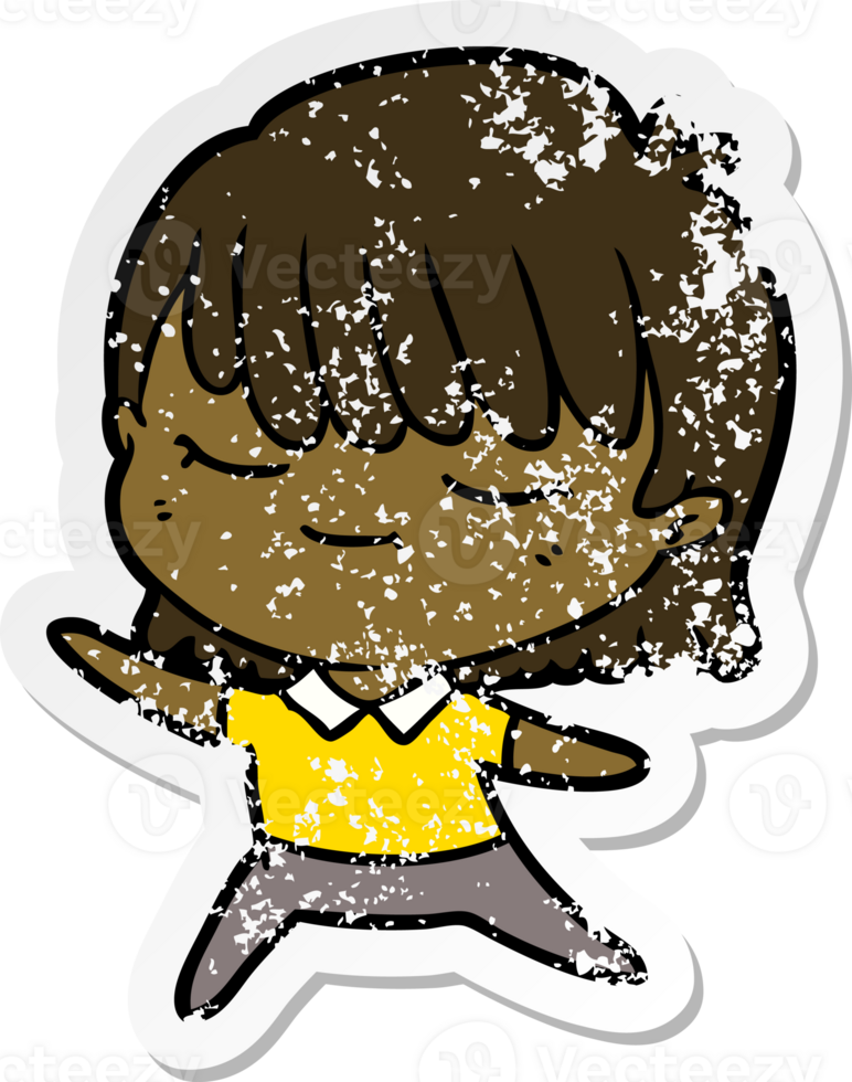 distressed sticker of a cartoon woman png