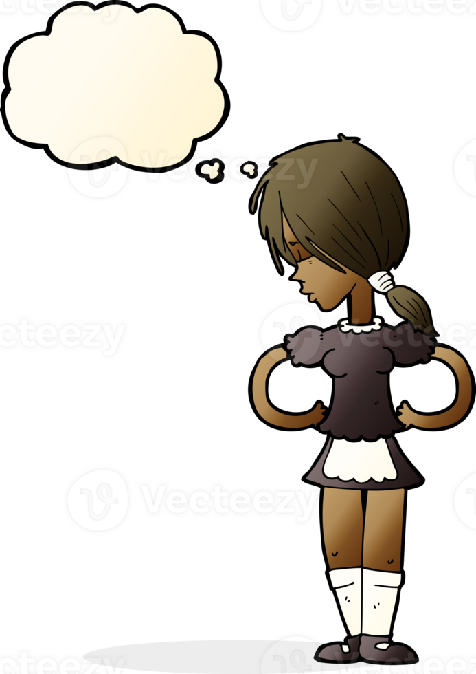 cartoon waitress with thought bubble png
