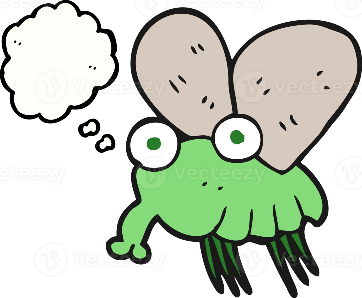 hand drawn thought bubble cartoon fly png
