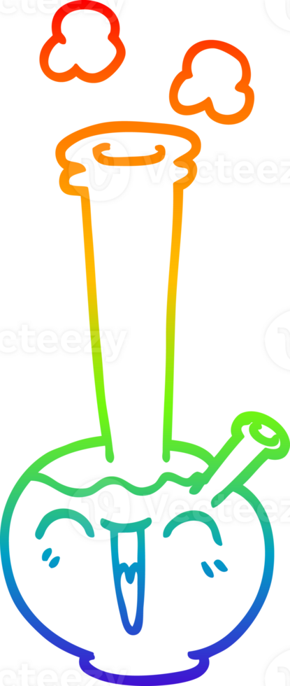 rainbow gradient line drawing of a cartoon bong png