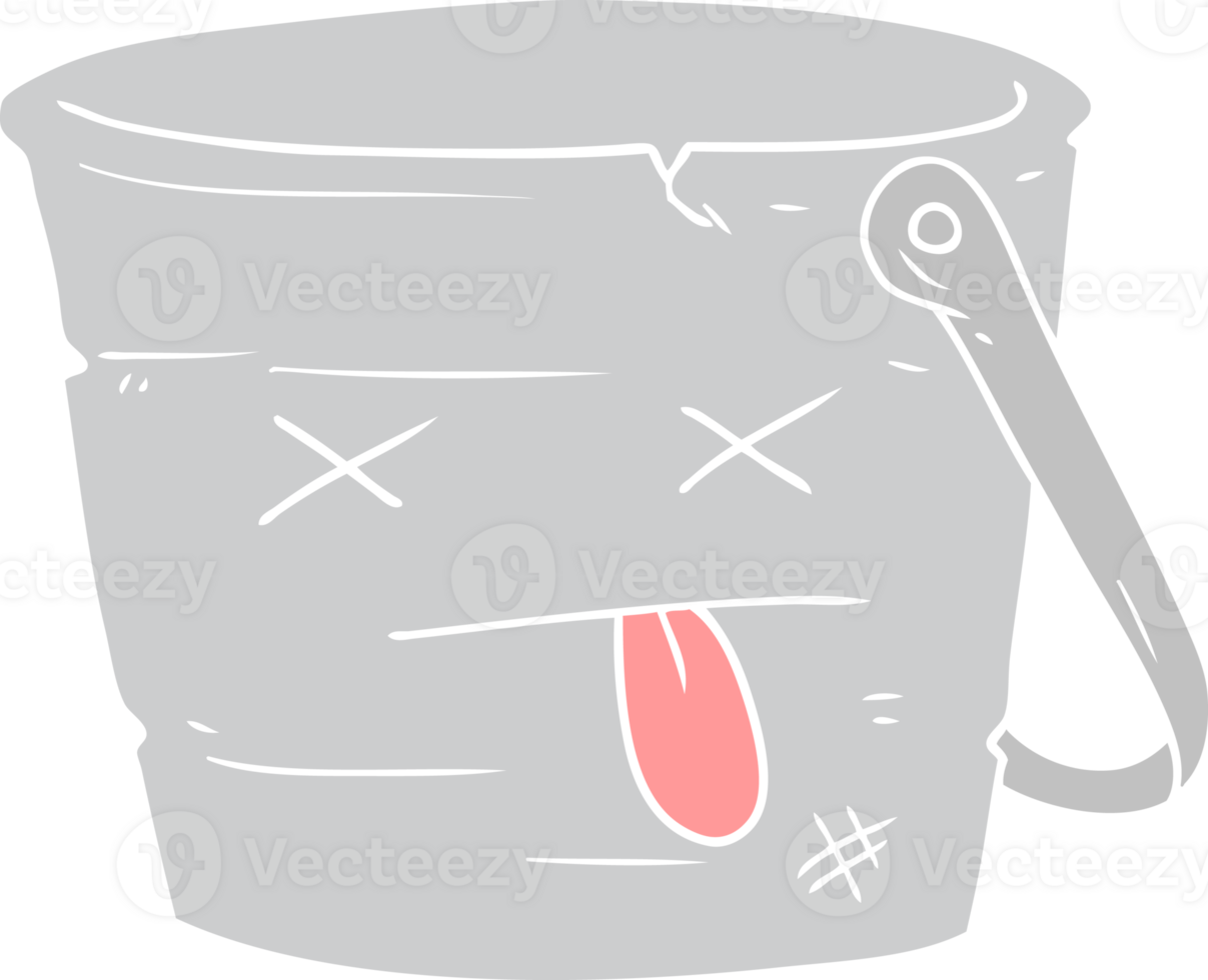 kicked the bucket flat color style cartoon png