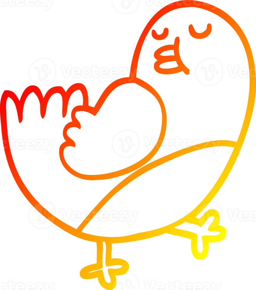 warm gradient line drawing of a cartoon christmas robin png
