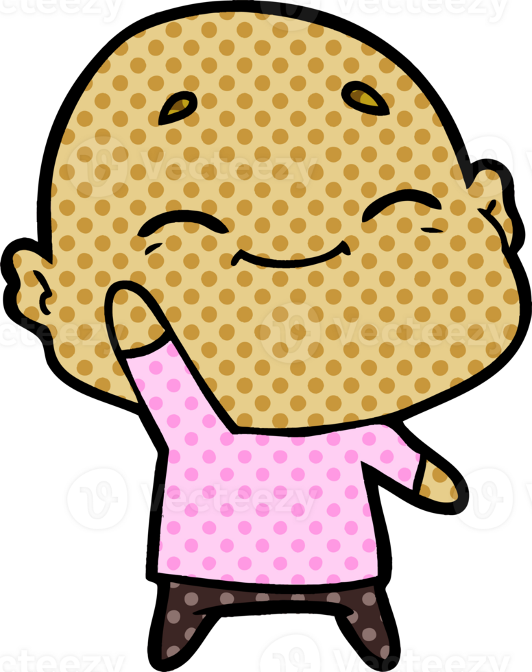happy cartoon bald man png
