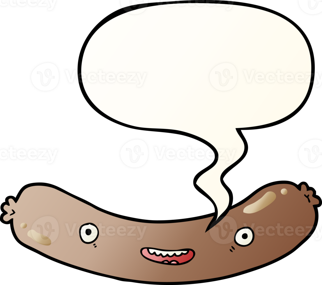 cartoon sausage with speech bubble in smooth gradient style png