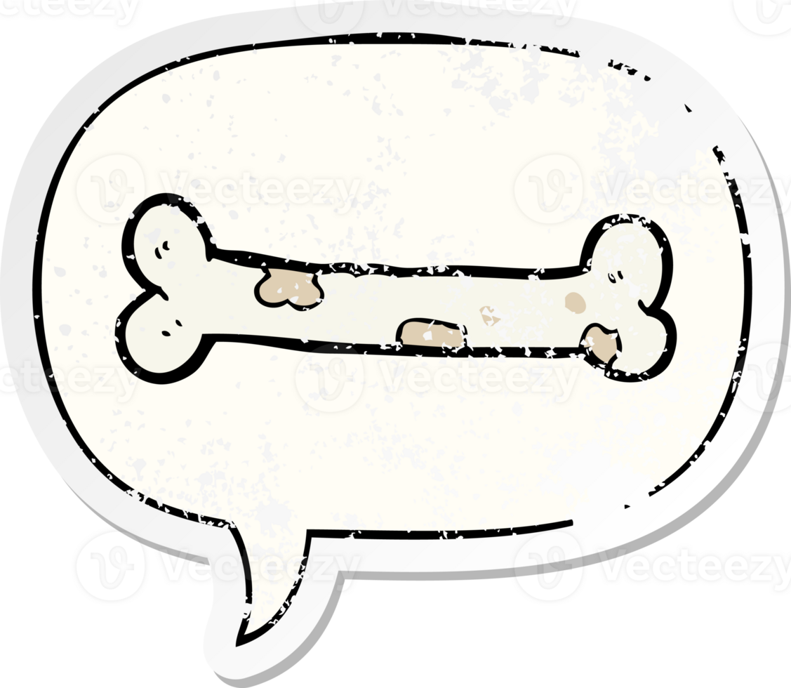 cartoon bone with speech bubble distressed distressed old sticker png