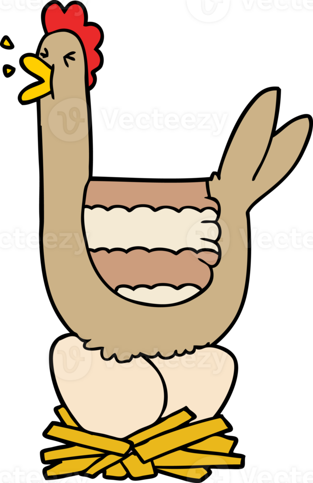 galinha dos desenhos animados sentada no ninho png