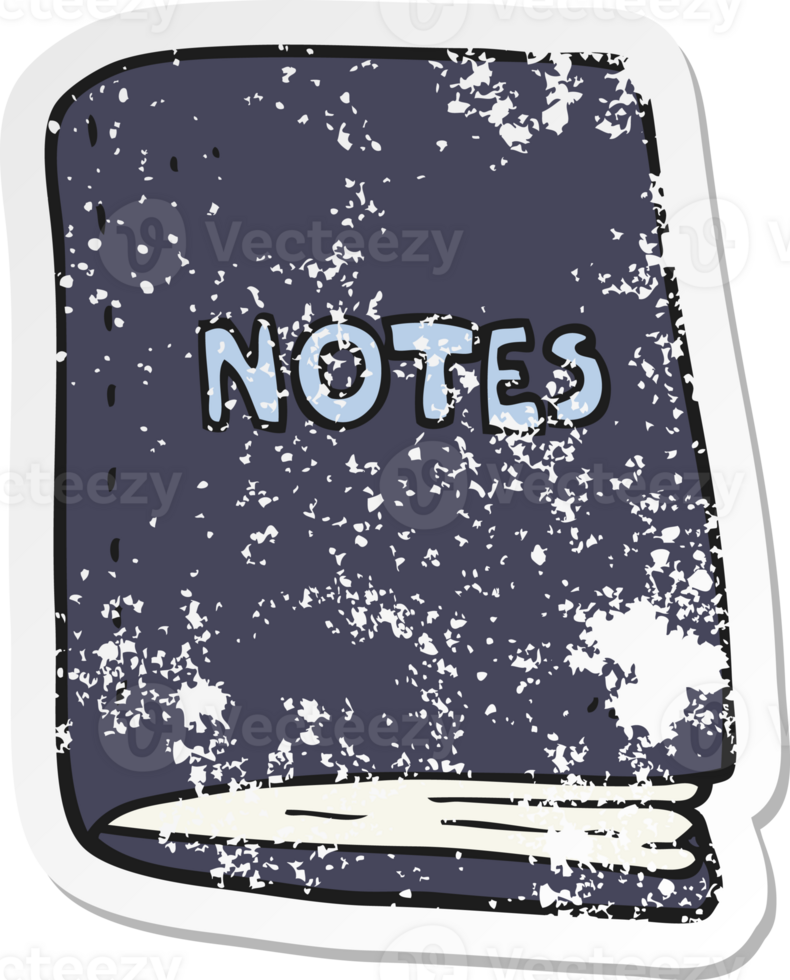 retro distressed sticker of a cartoon note book png
