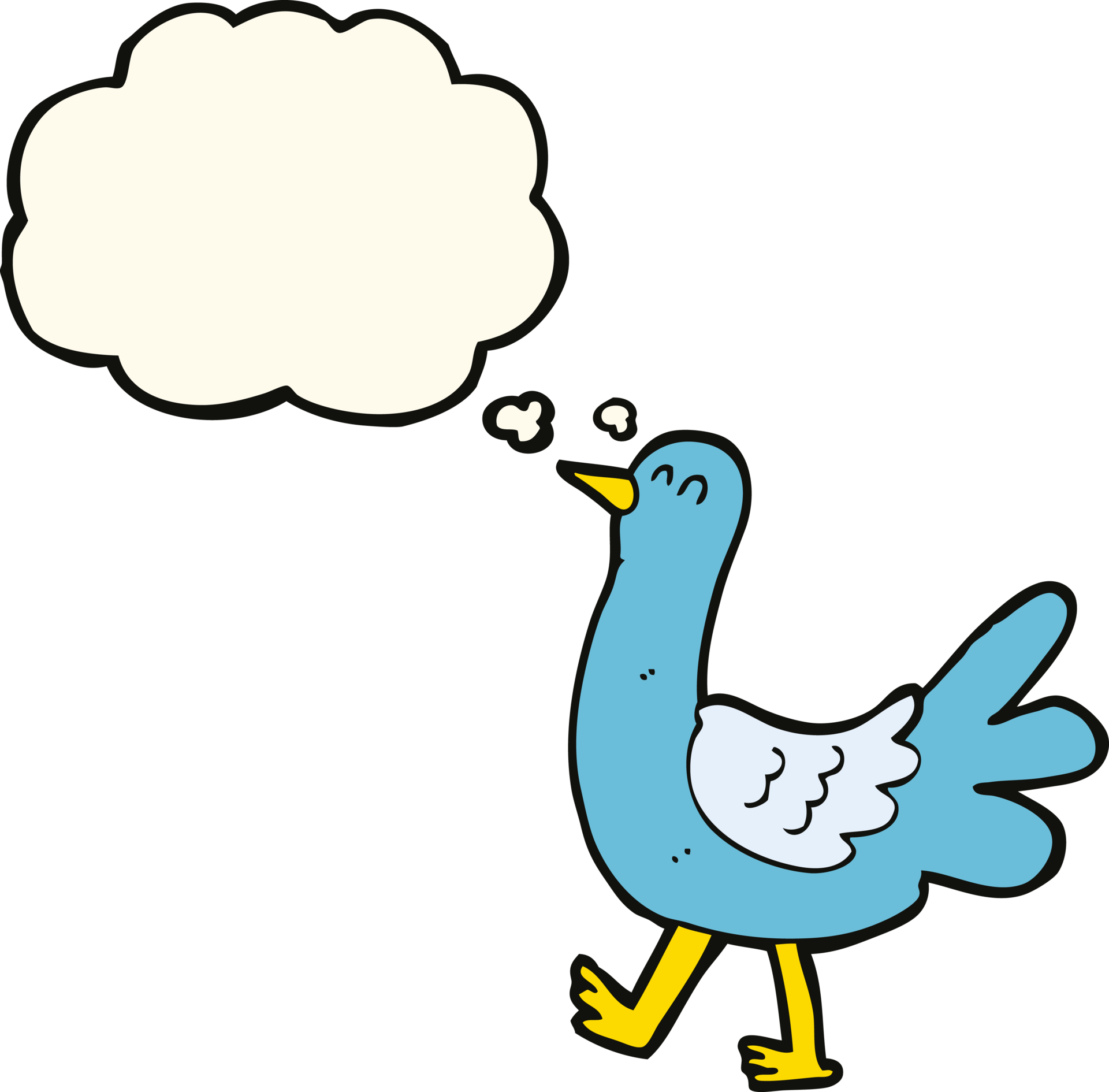 cartoon walking bird with thought bubble 44997226 PNG