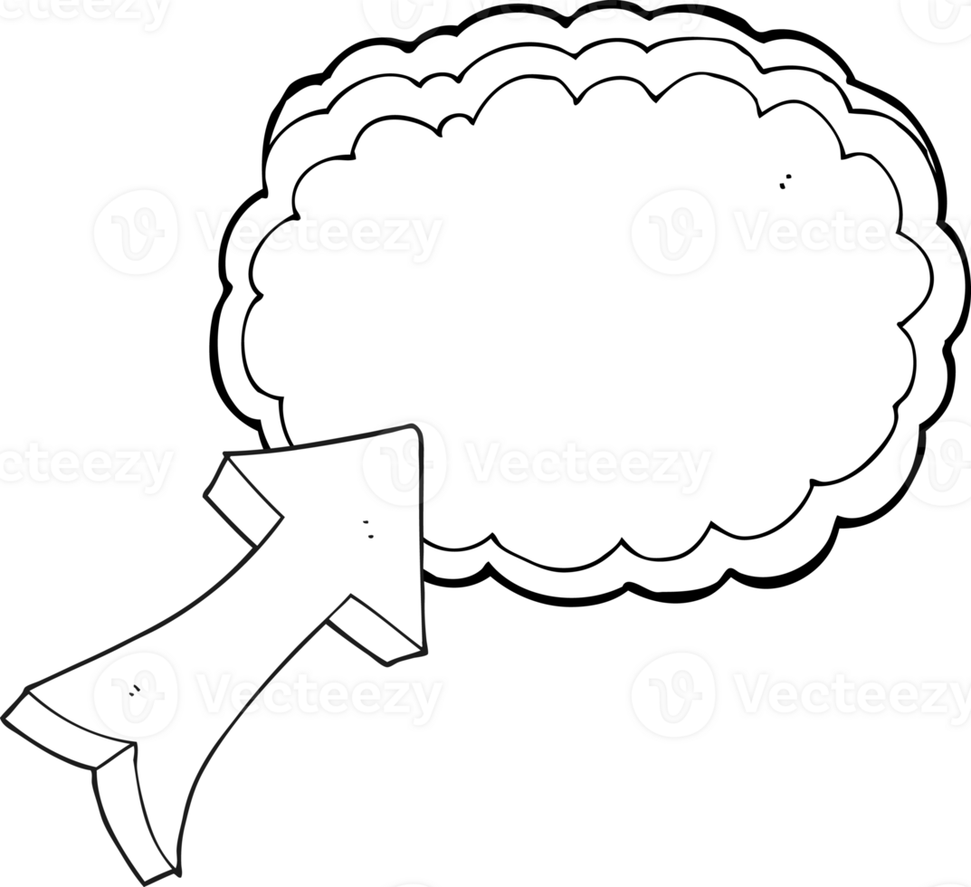 hand drawn black and white cartoon pointing arrow png