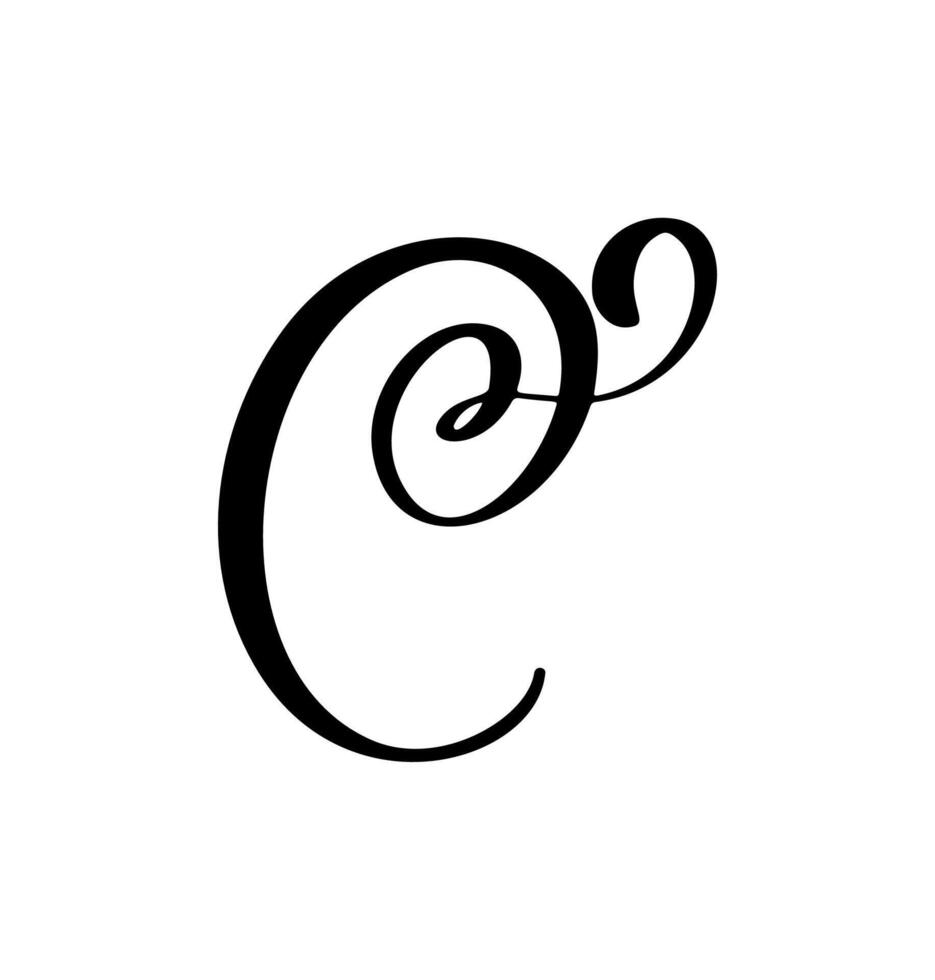 calligraphy hand drawn letter C. Script font logo icon. Handwritten brush style vector