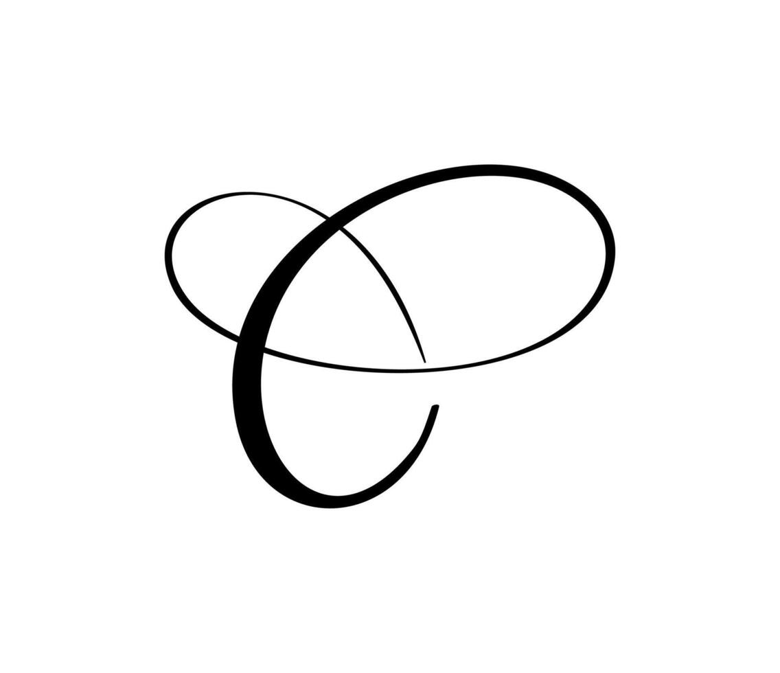 calligraphy hand drawn letter C logo. Script font. Handwritten brush style vector