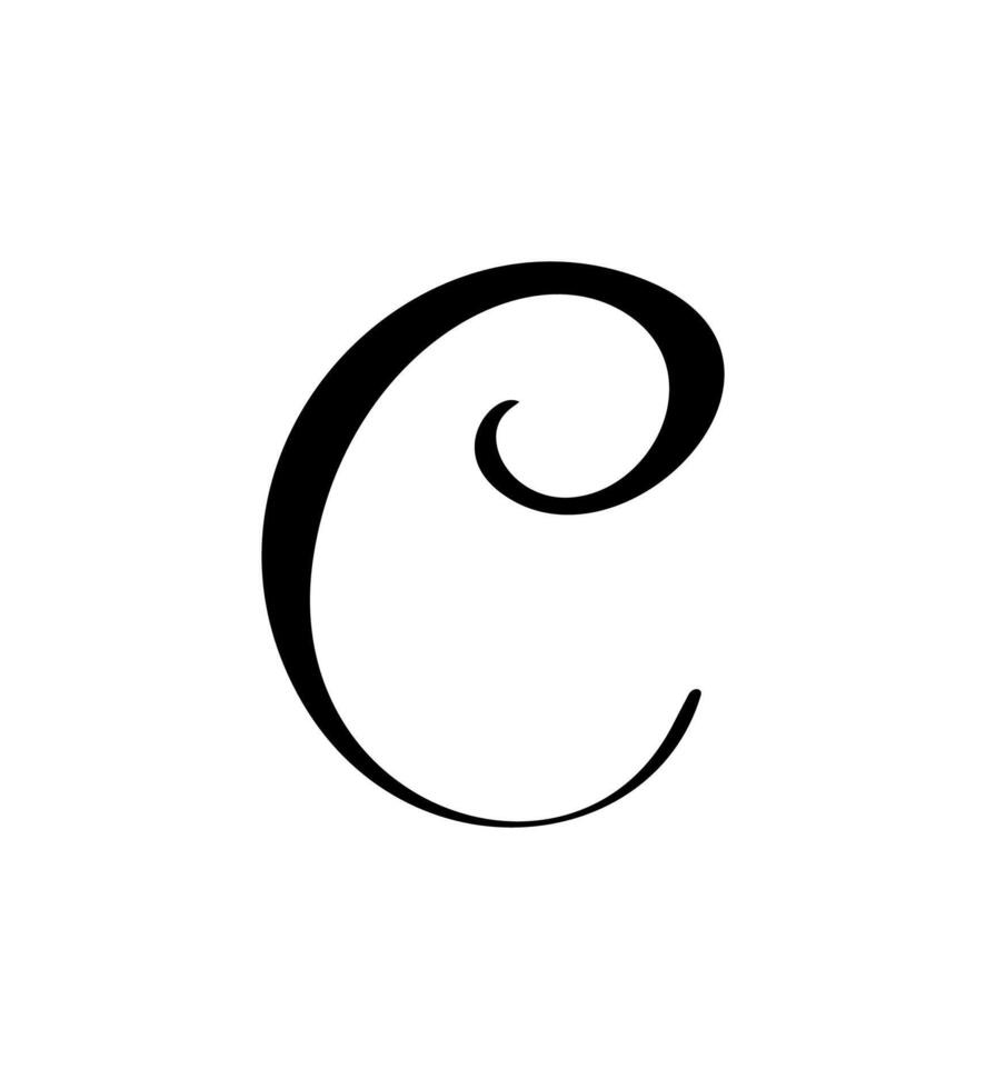 Hand drawn calligraphy letter C. Script font logo. Handwritten brush ...