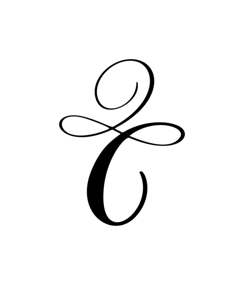calligraphy hand drawn letter C. Script font logo icon. Handwritten brush style vector