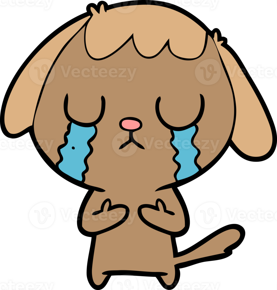 cute cartoon dog crying png