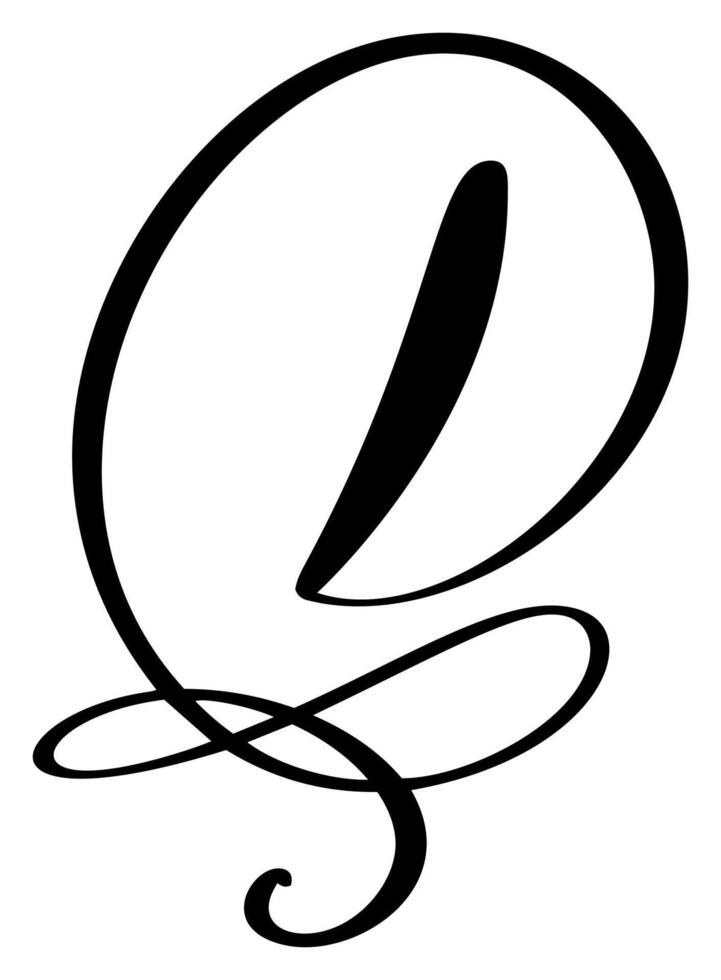 calligraphy hand drawn letter D logo. Script font. Handwritten brush style vector