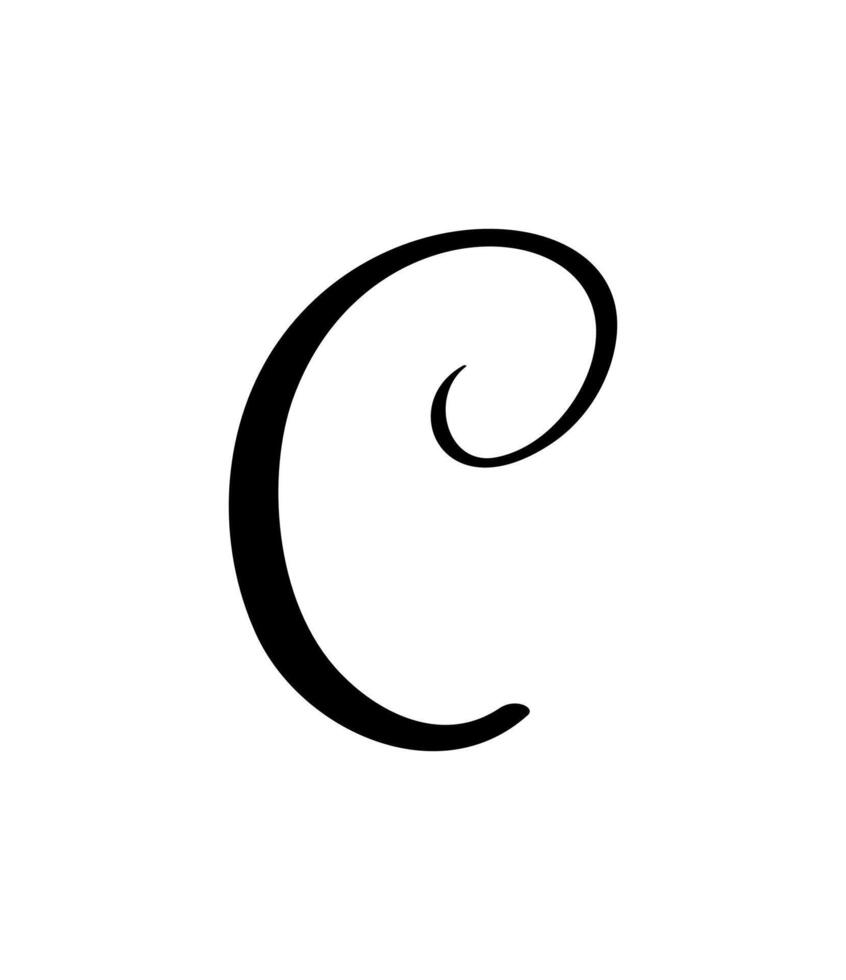 calligraphy hand drawn letter C logo. Script font. Handwritten brush style vector