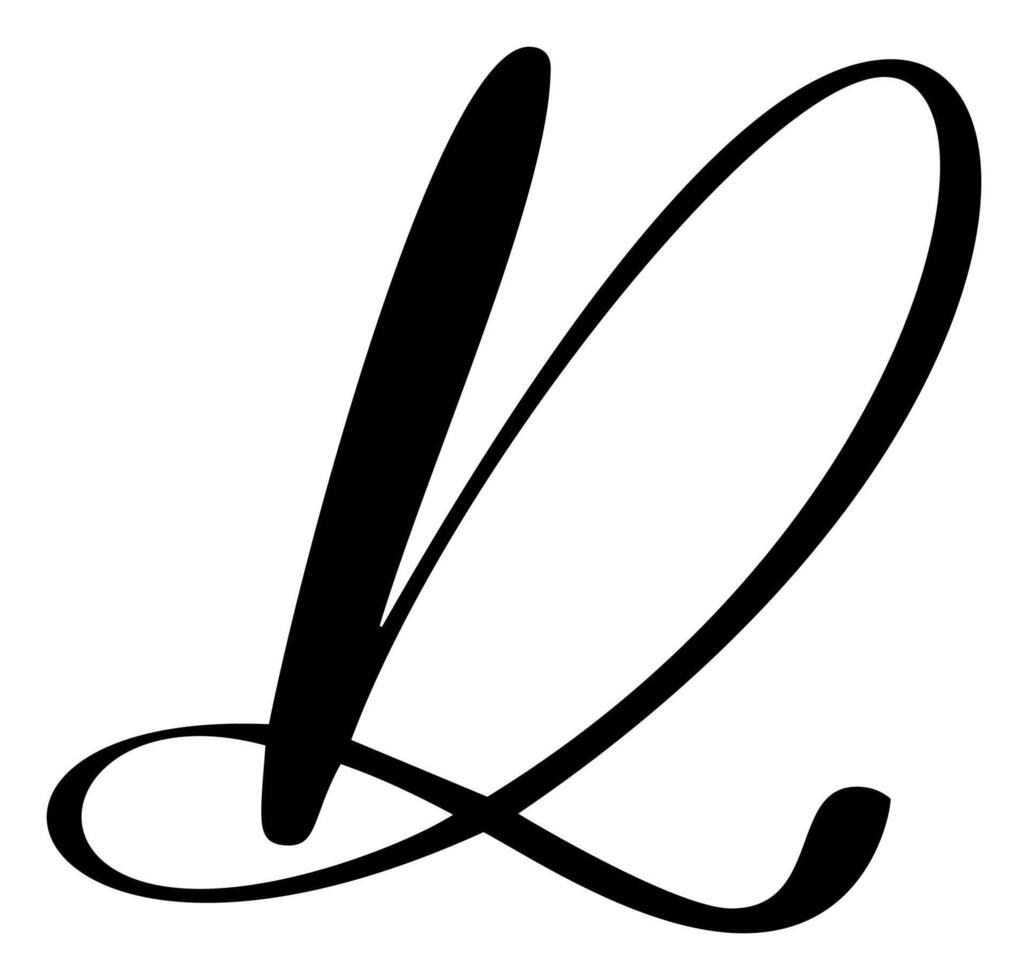 calligraphy hand drawn letter D. Script font logo icon. Handwritten brush style vector